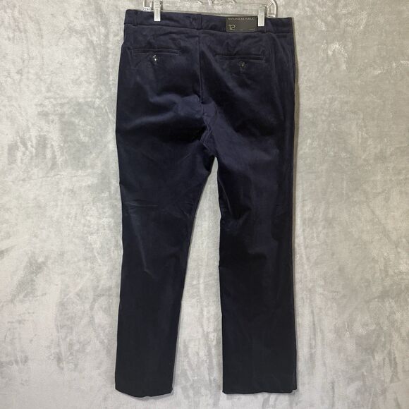 NWT Banana Republic Pants 12R Velour Velvet Logan Navy Blue Stretch Trousers - Picture 3 of 13